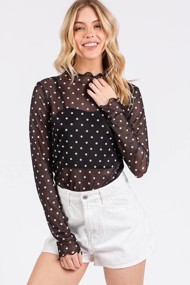 Mesh Top- Polka Dot