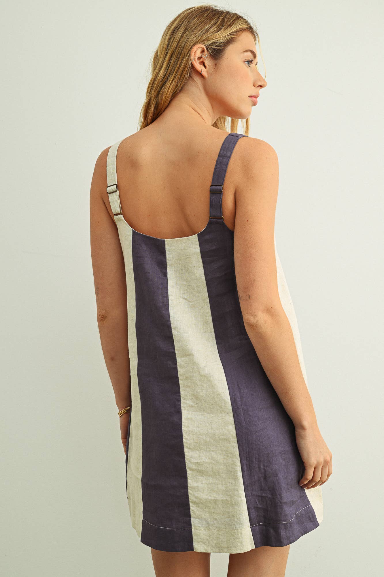 Dress- Color Block Linen Mini