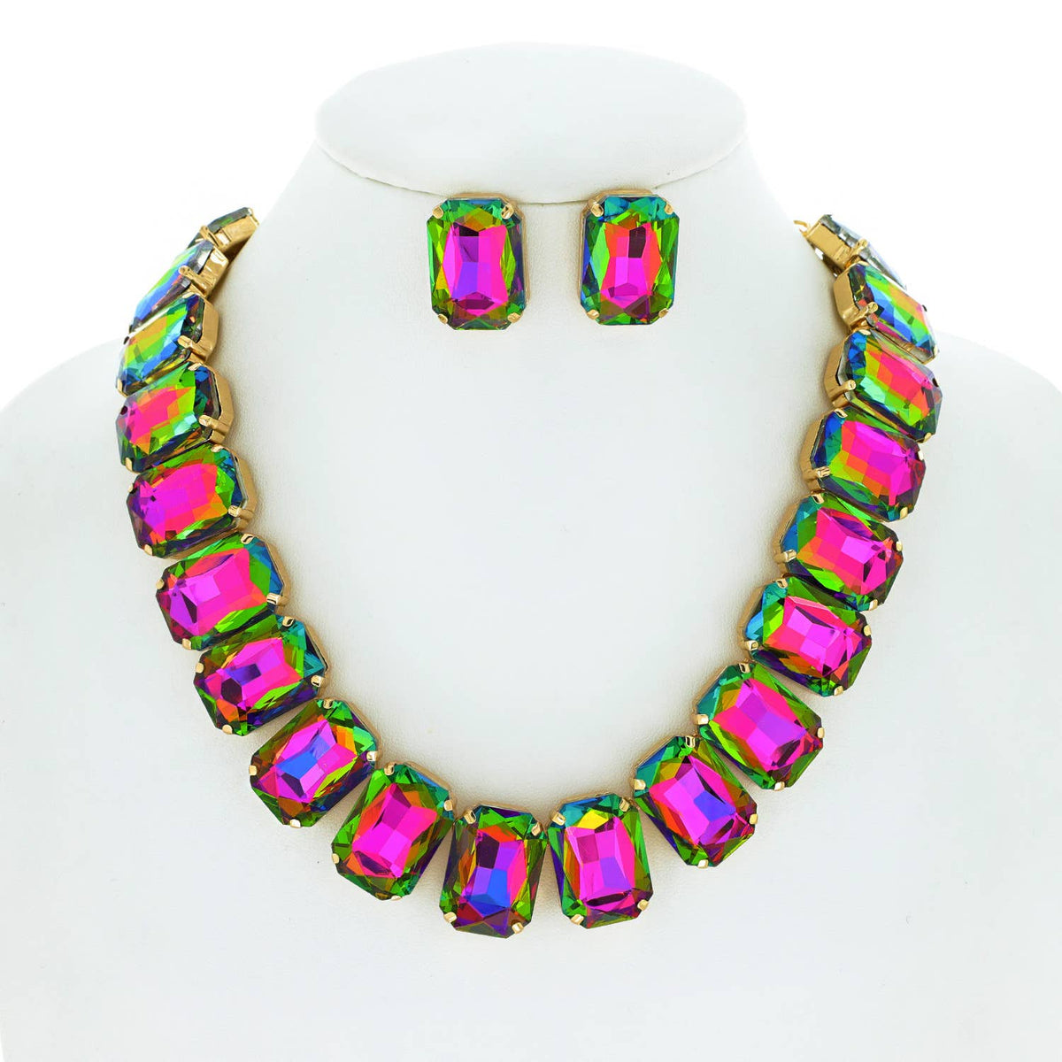 Necklace Set - Crystal Cut Collar with Matching Earring