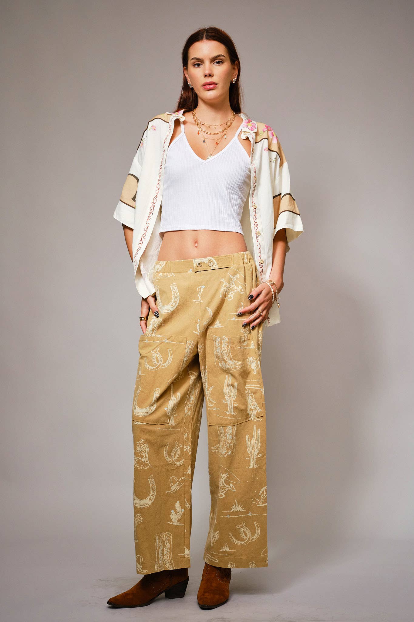 Pant- Western Motif Wide Leg