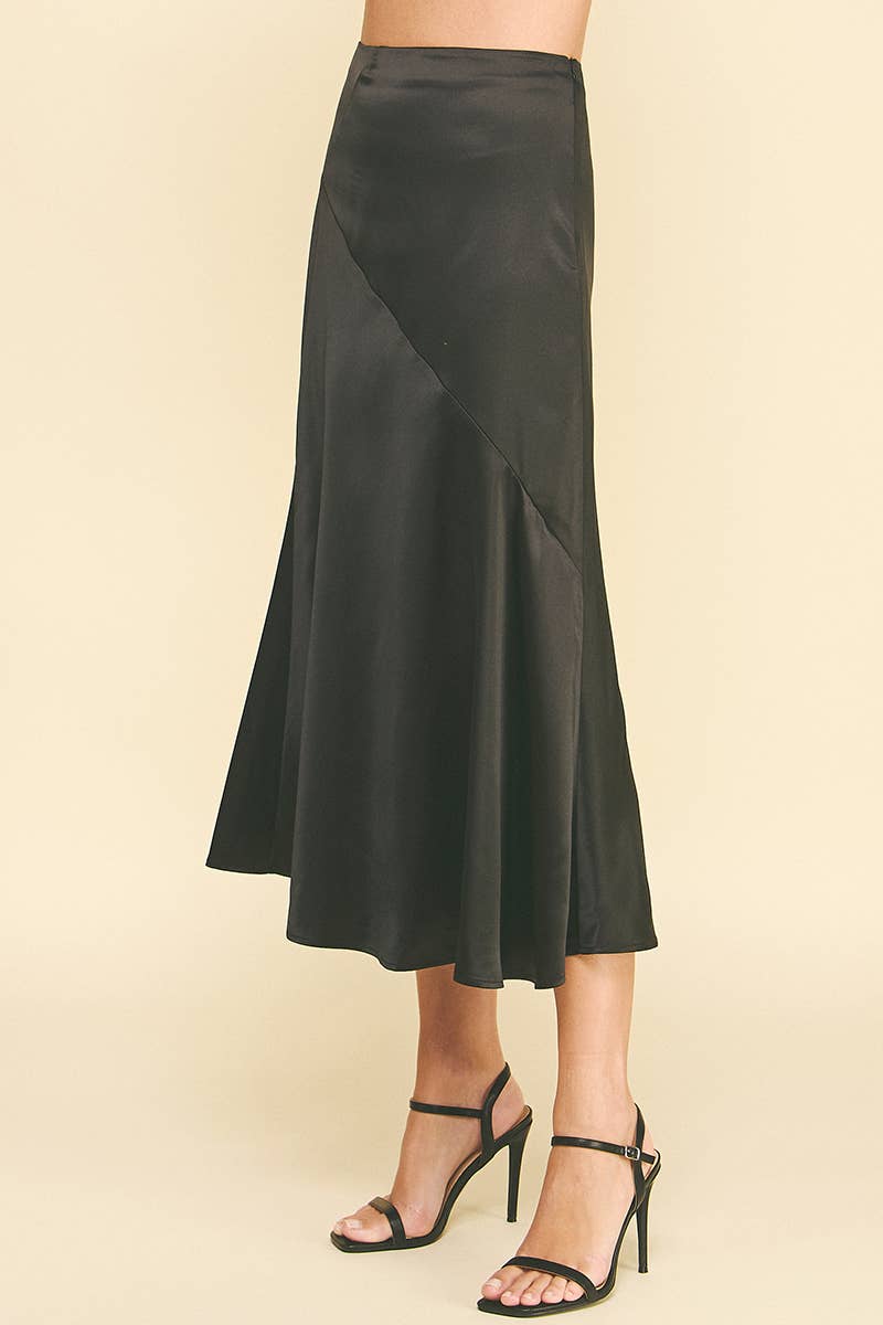 Skirt- MIDI Black Silk