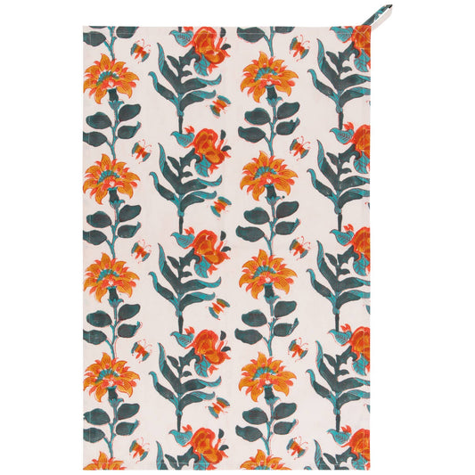 Tea Towel- Heirloom Marigold Block Print