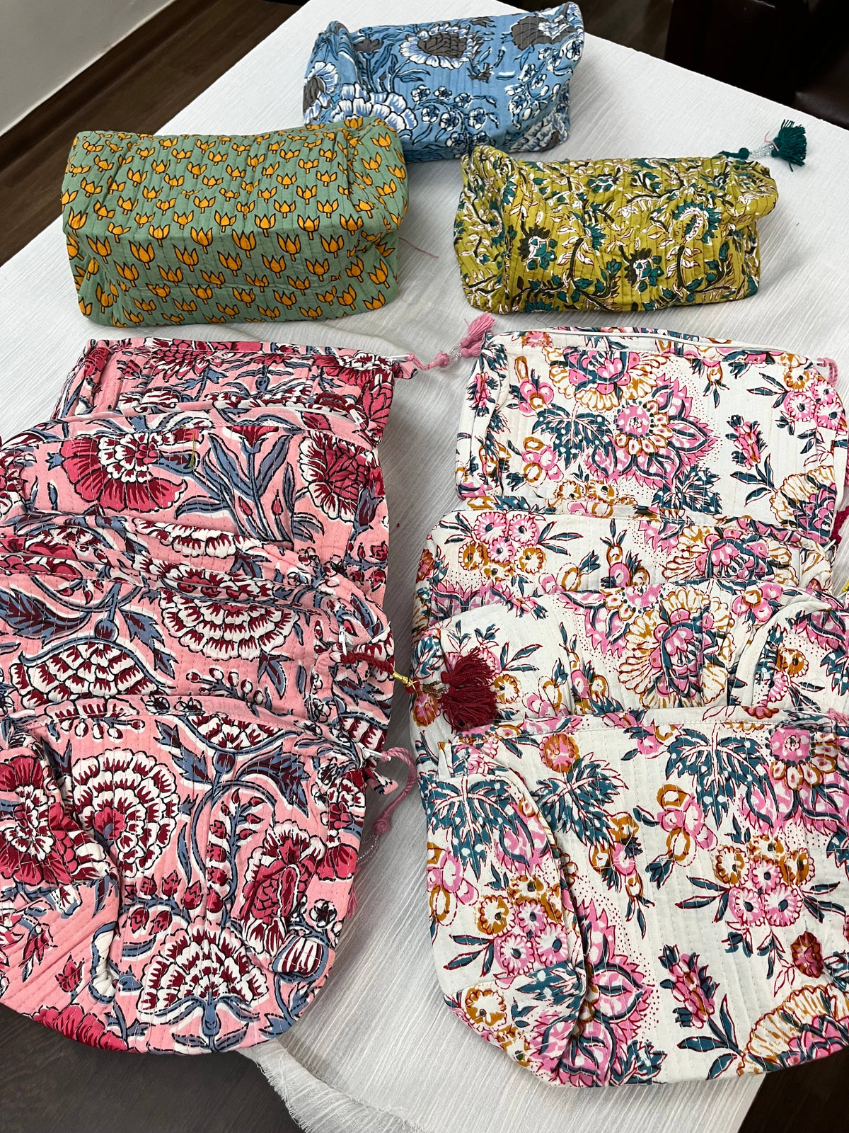 Cosmetic Bag- Assorted Block Printed Cotton