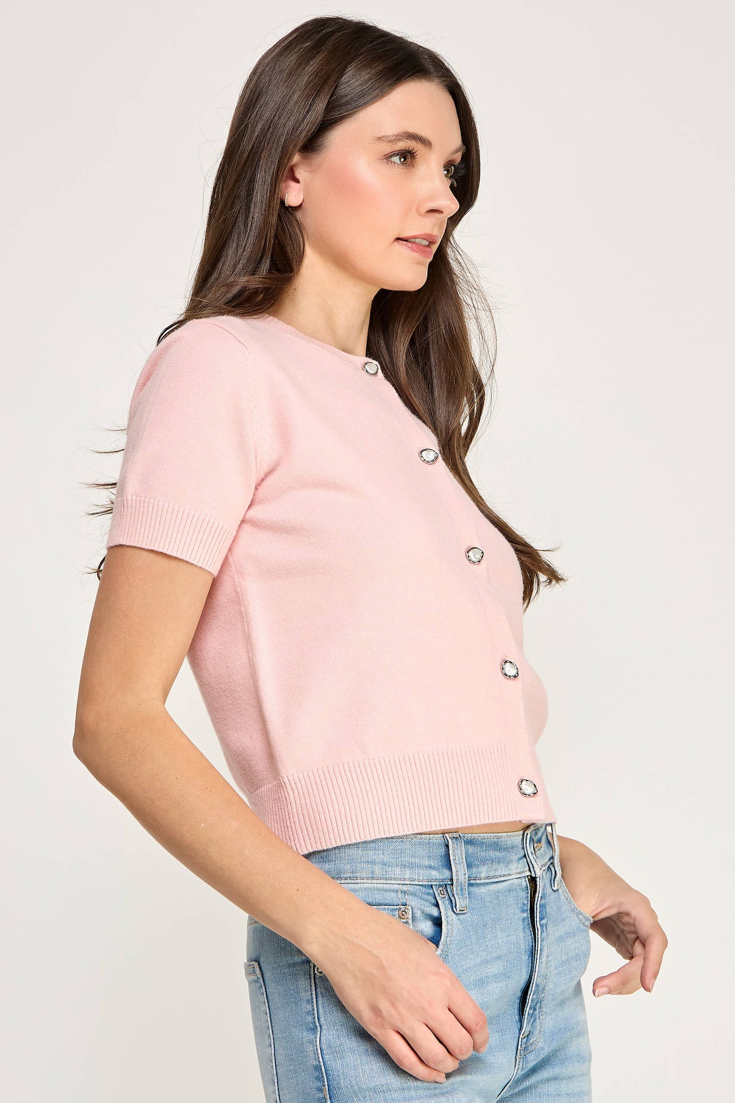 Cardigan- Pink Short Sleeve