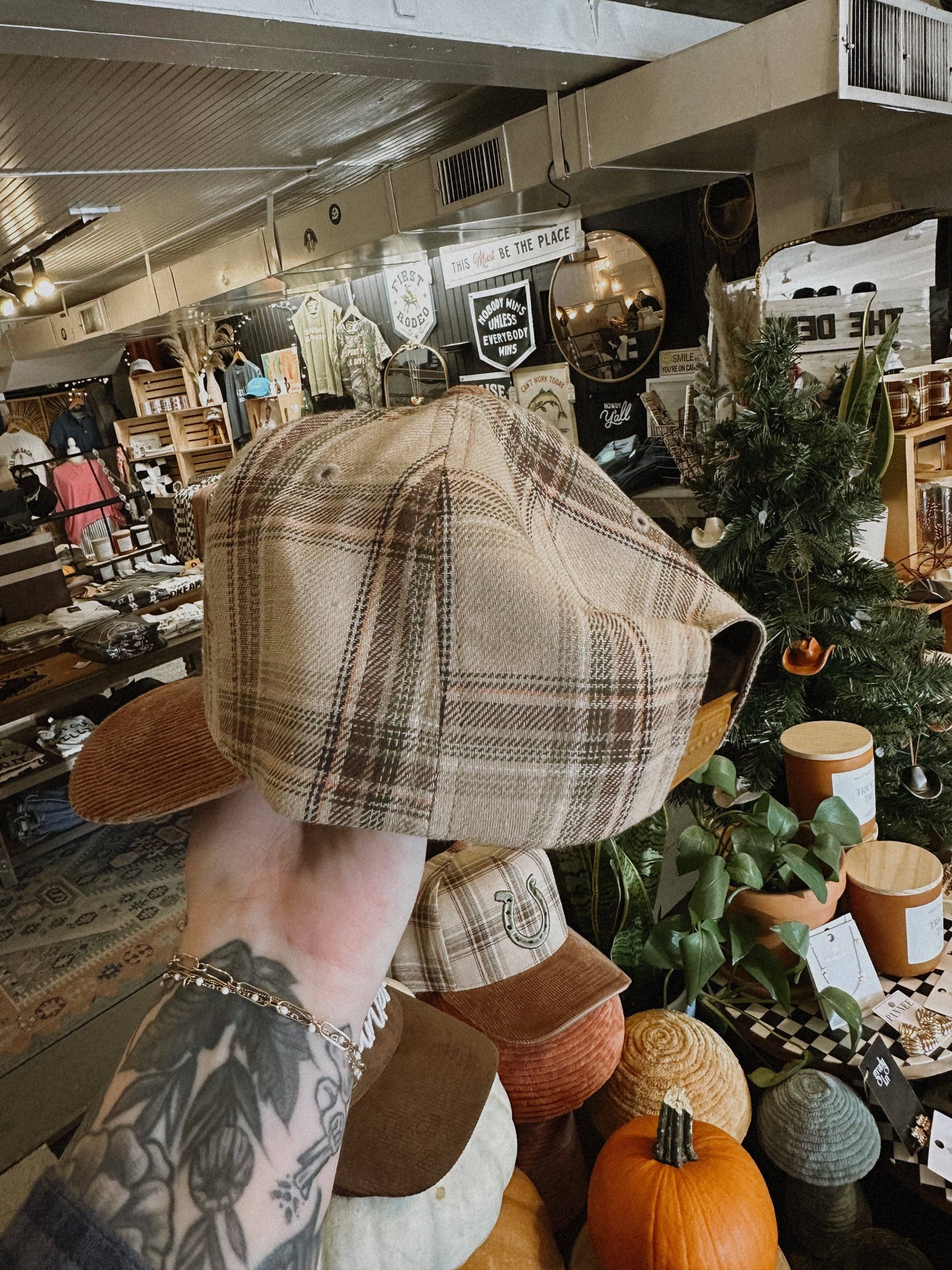 Trucker Hat - Horseshoe Plaid Corduroy