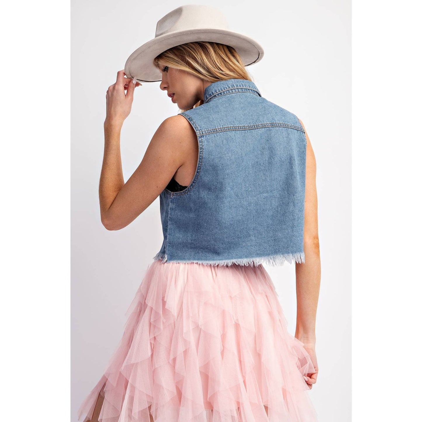 Top- Denim Washed Sleeveless