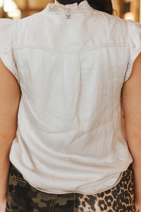 Shirt - Ivory Concho Button Down Ruffle