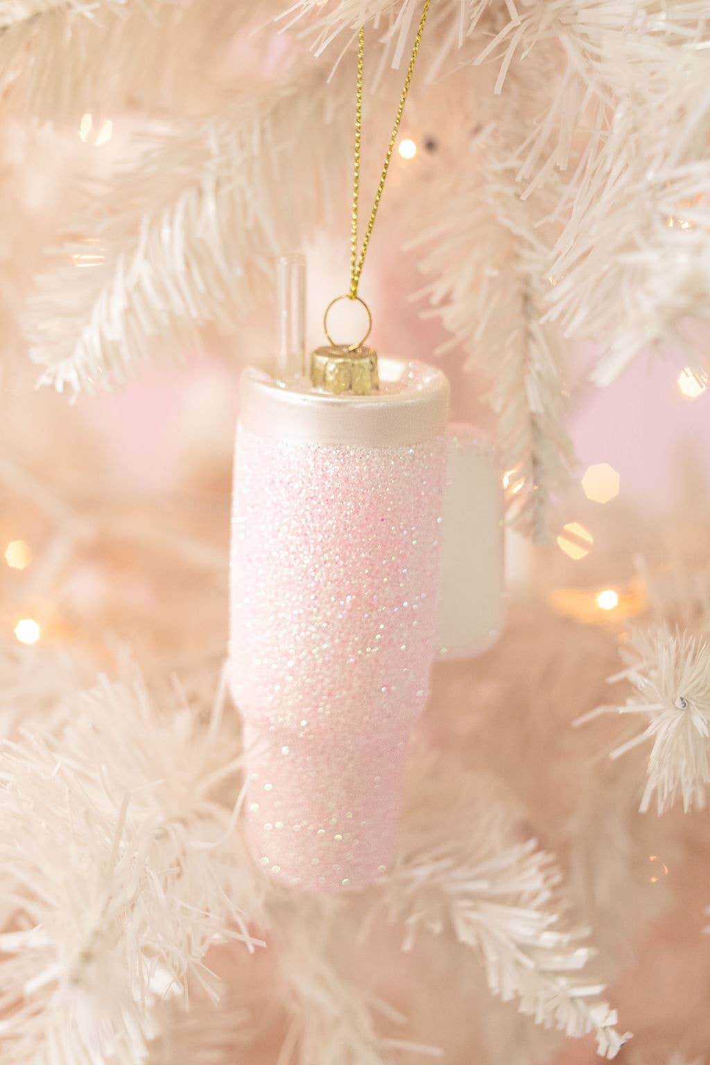 Christmas Ornament -Pink Glitter Stanley Cup