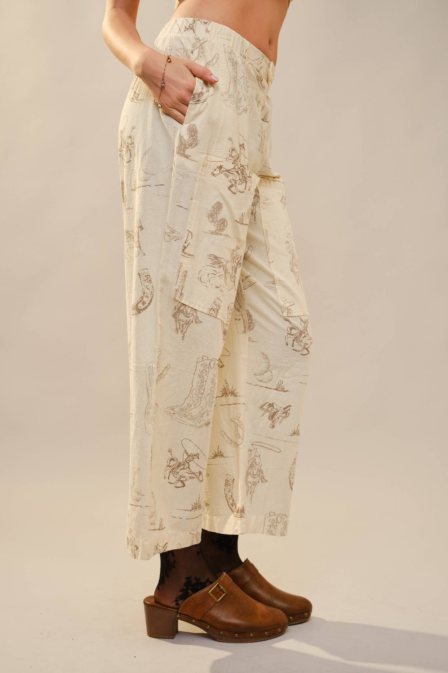 Pant- Western Motif Wide Leg