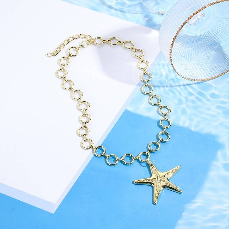 Necklace- PUFFY STAR CHUNKY CHAIN STATEMENT