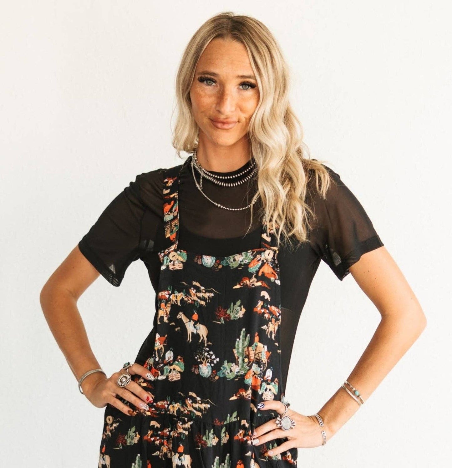 Romper - Overall Ruffle Black Wagon