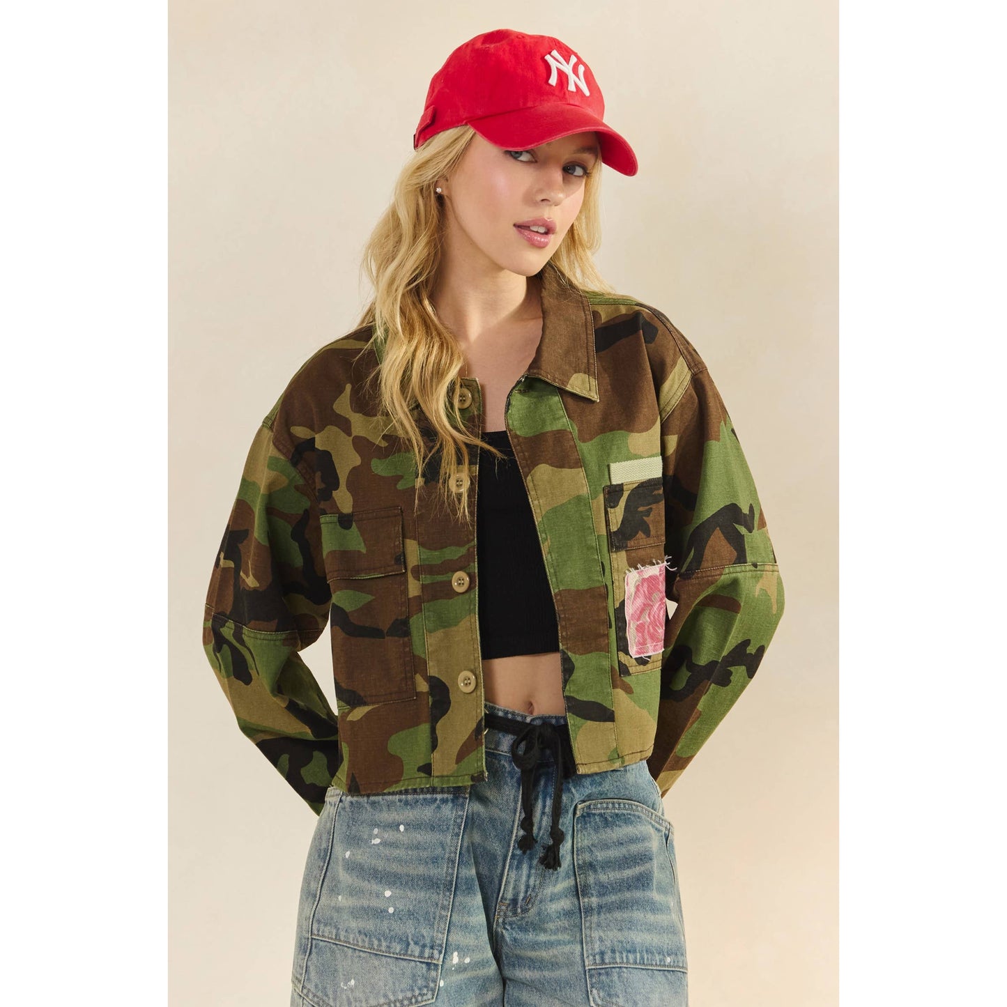 Jacket- Camo/Floral Patch