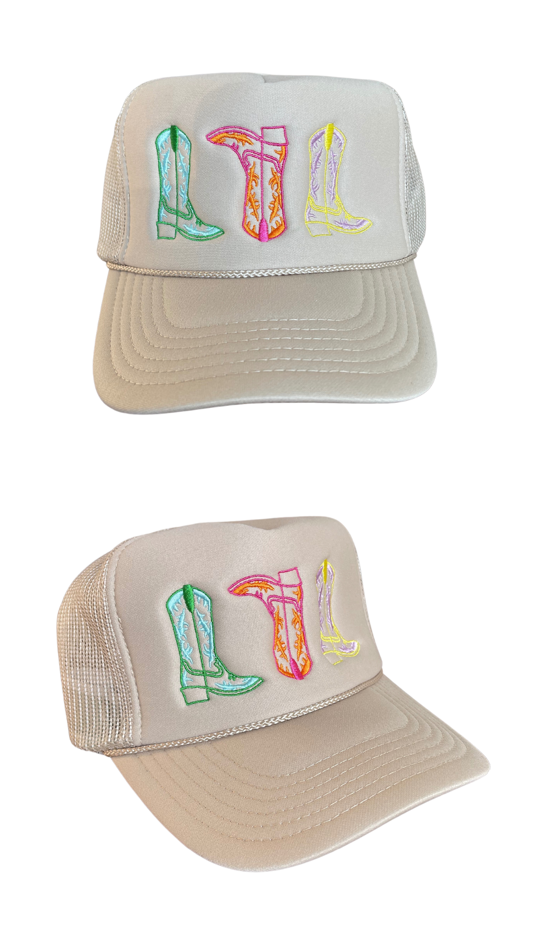 Hat - Colorful 3 Boot Embroidered