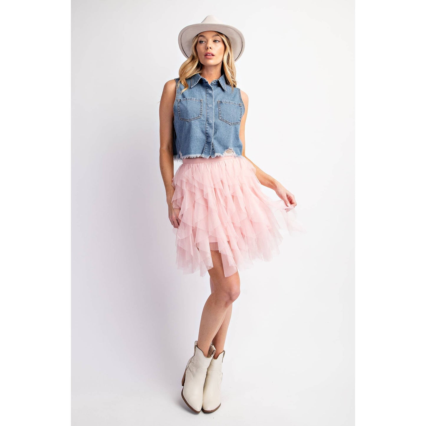 Top- Denim Washed Sleeveless