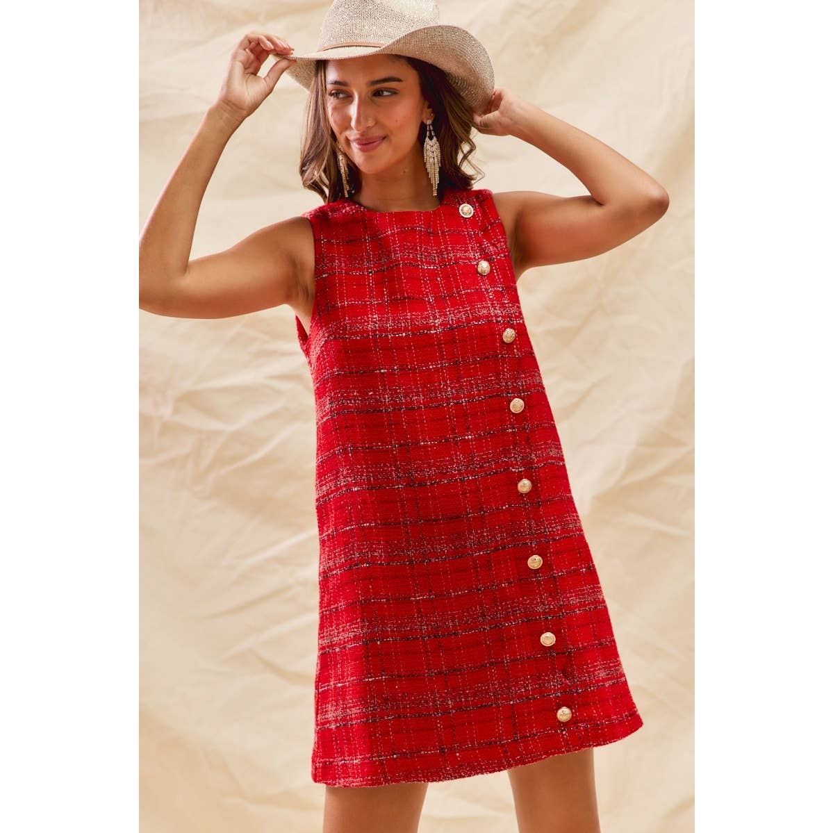 Dress- Christmas Tweed Scalloped