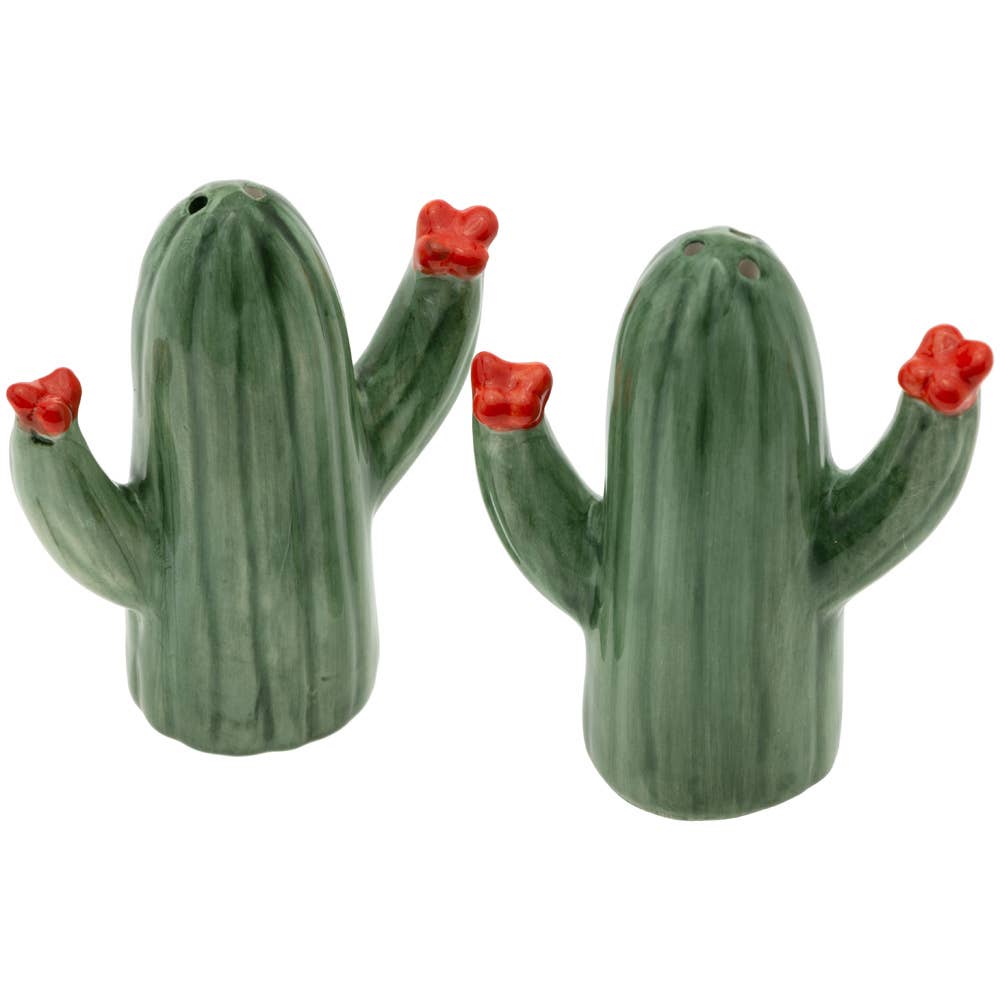 Salt & Pepper Shaker Set - Cactus Bloom Ceramic