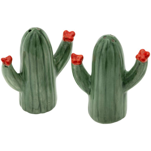 Salt & Pepper Shaker Set - Cactus Bloom Ceramic