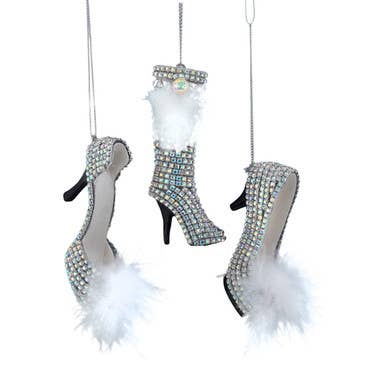 Ornament - Bedazzled Silver High Heel