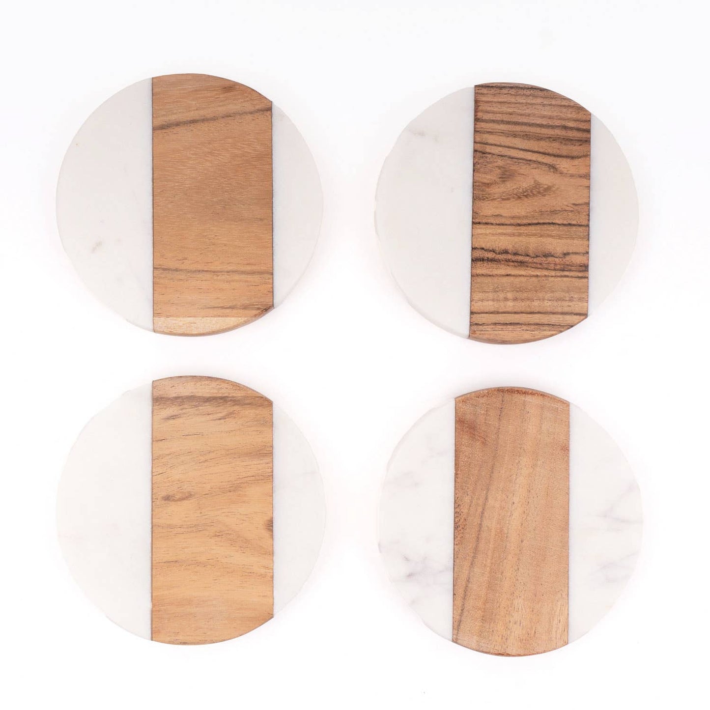 Coaster Set - Marble & Wood Round