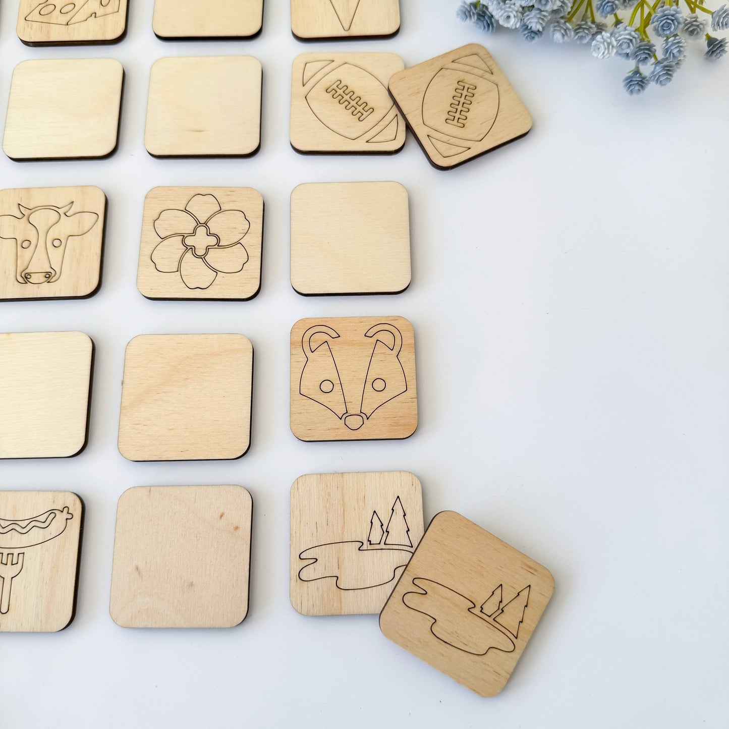State Memory Matching Game - Wood Memory Game