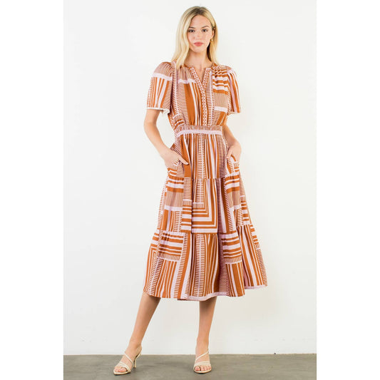 Dress - Short Sleeve Pattern Smocked