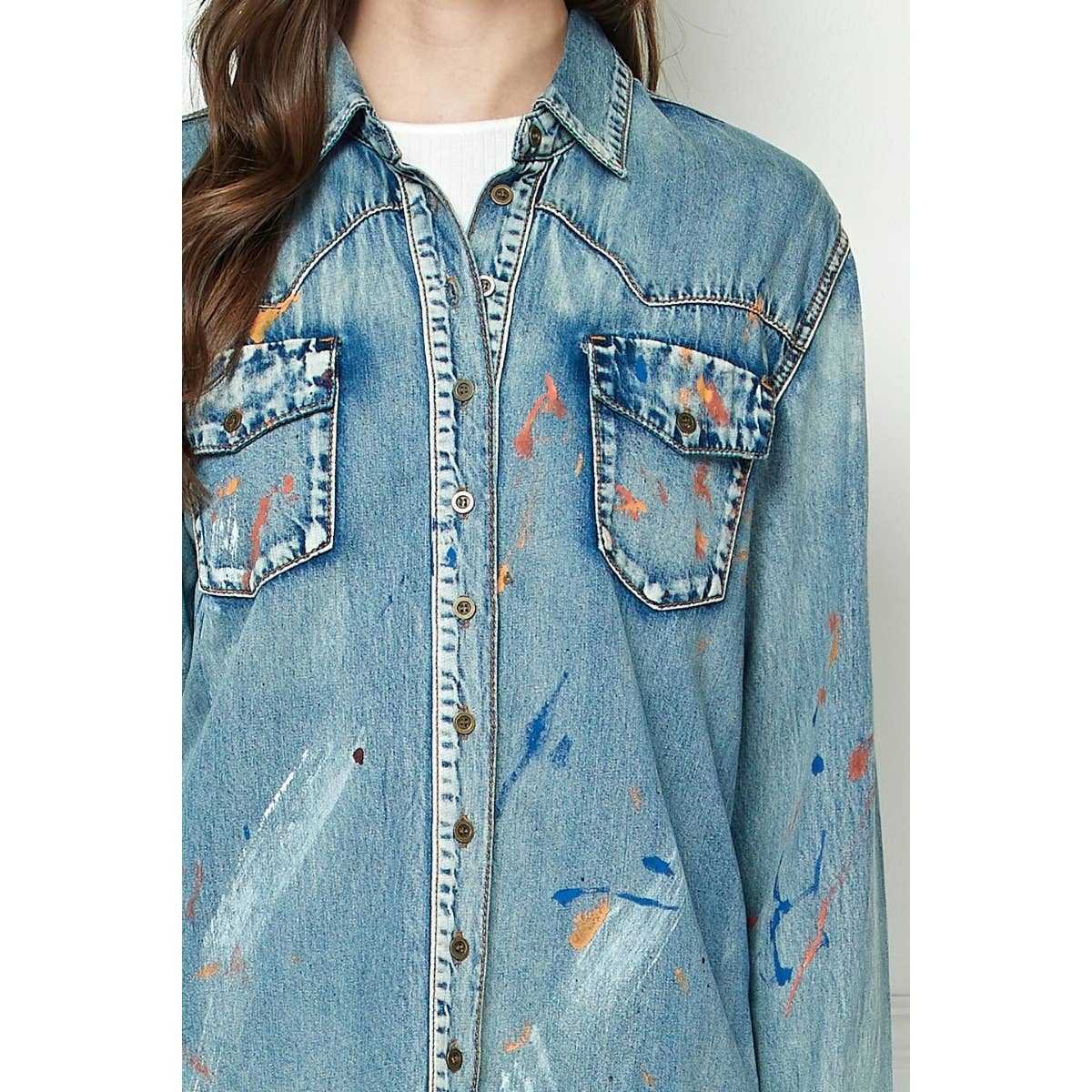Shirt- Paint Splattered Denim Over