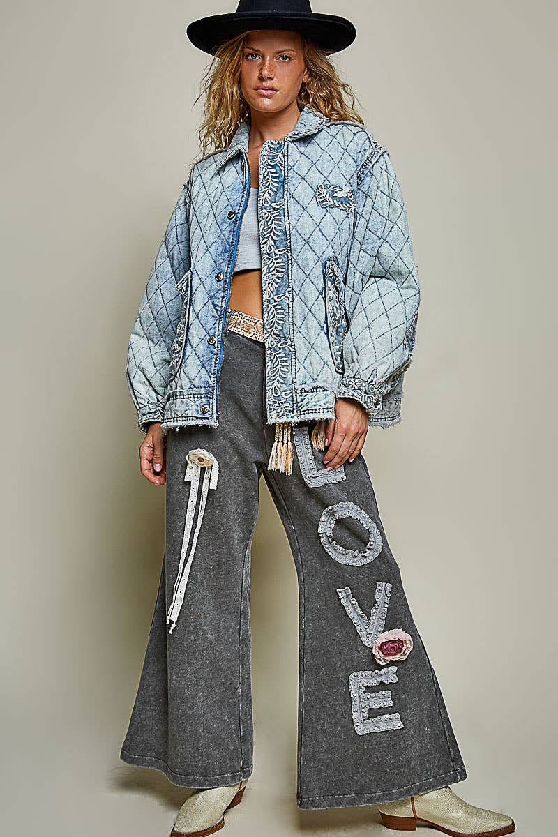 Jacket - Lace Binding Quilted Woven