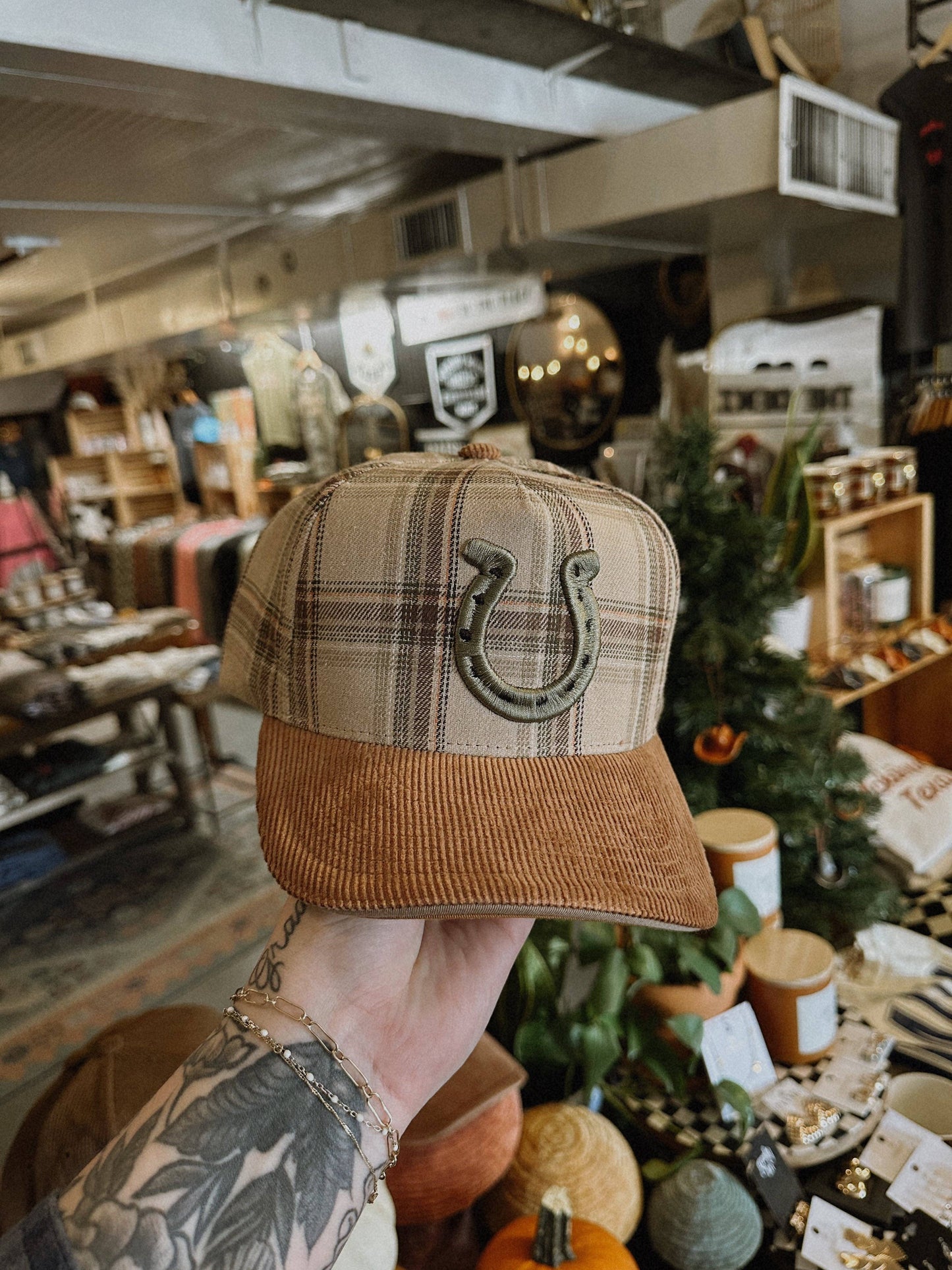 Trucker Hat - Horseshoe Plaid Corduroy