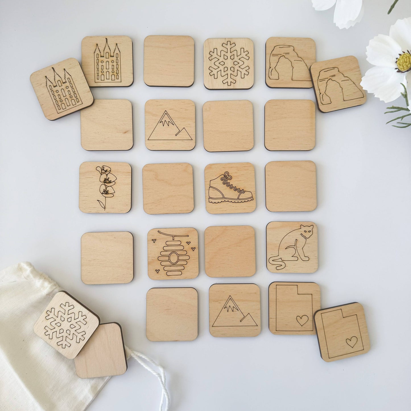 State Memory Matching Game - Wood Memory Game