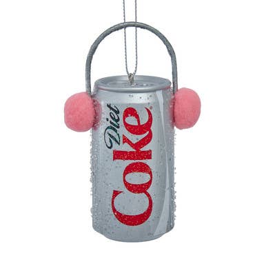 Ornament - Diet Coke Can With Pink Earmuffs
