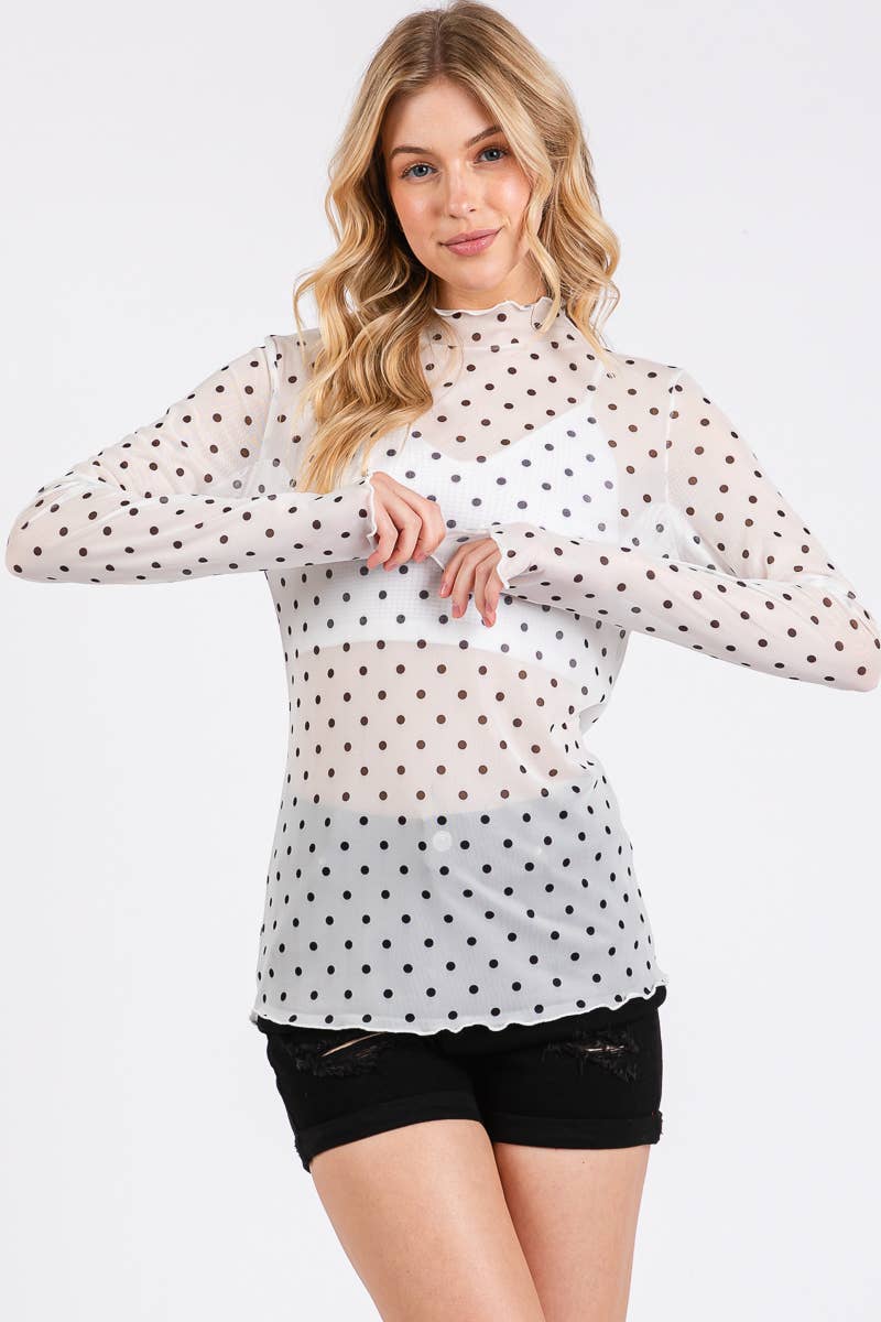 Mesh Top- Polka Dot
