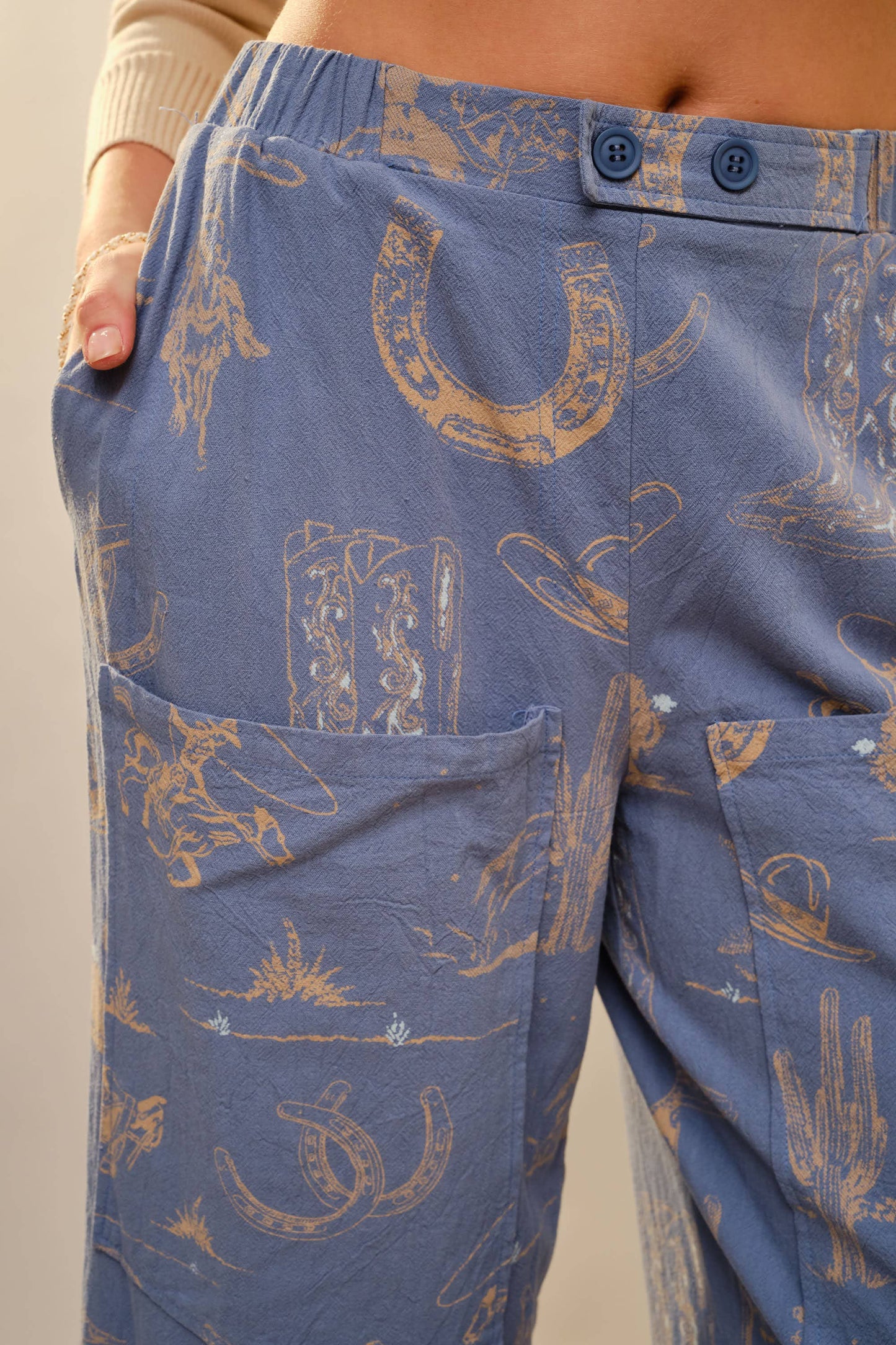 Pant- Western Motif Wide Leg