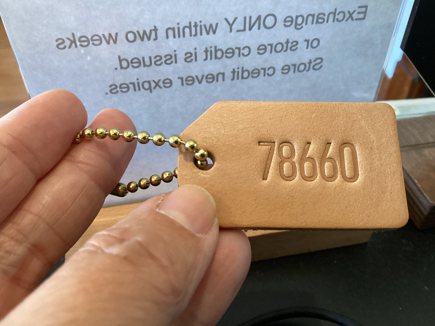 78660 Leather Hang Tag on Chain