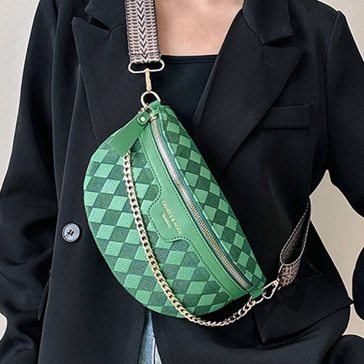 PYRAMID CHECK PU EVERYDAY BELT BAG