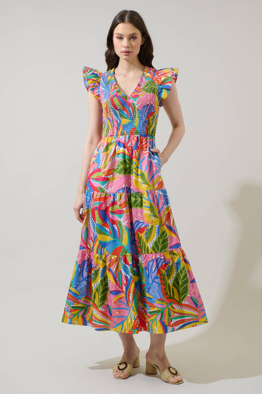 Dress - New Guinea Sunfire Tiered Midi