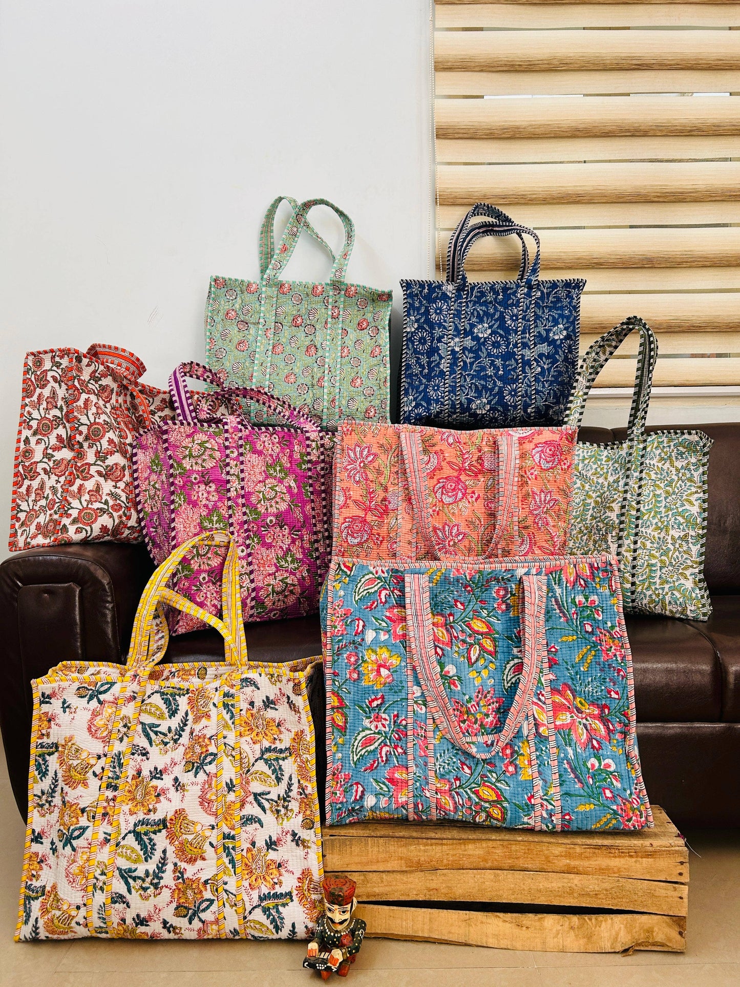 Tote Bag- Handmade Indian Cotton Quilted