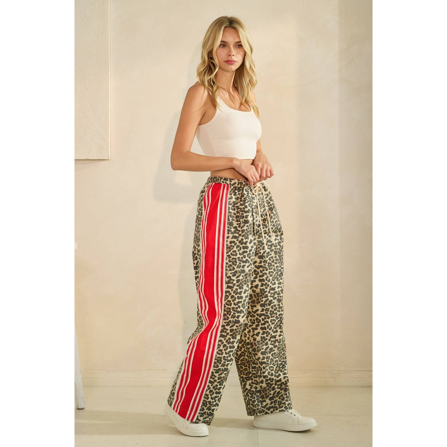 Pants- Leopard Sport Striped Wide Legged