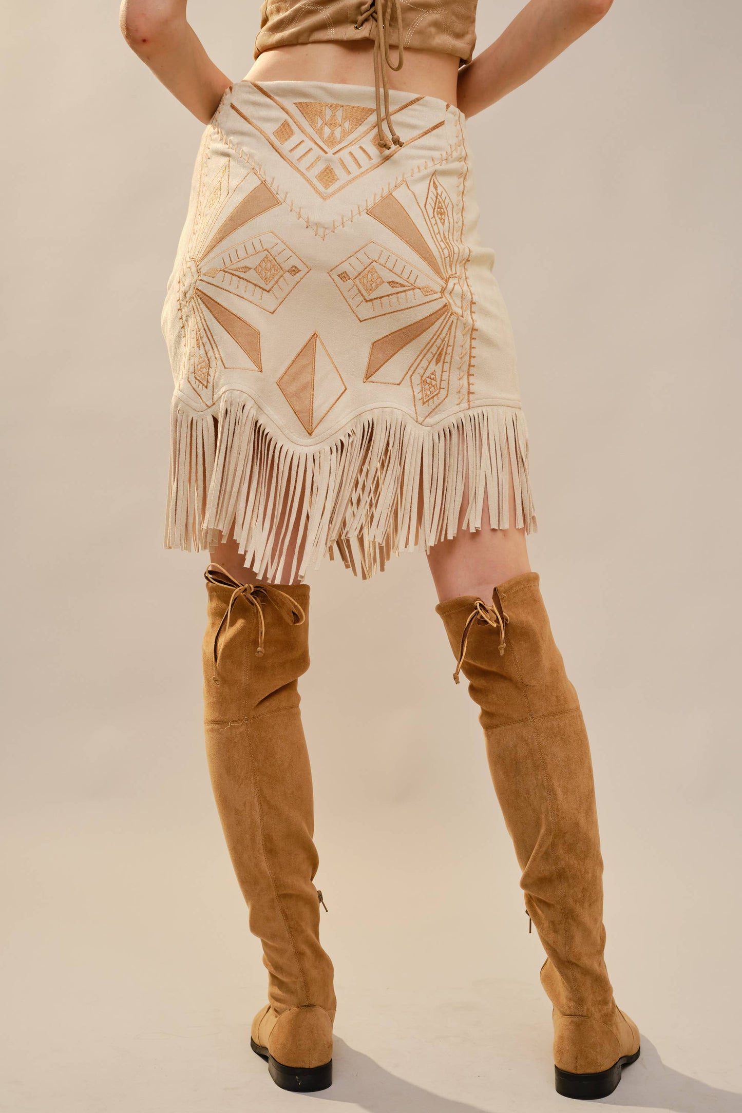 Skirt - Western Embroidered Fringe Laser Cut
