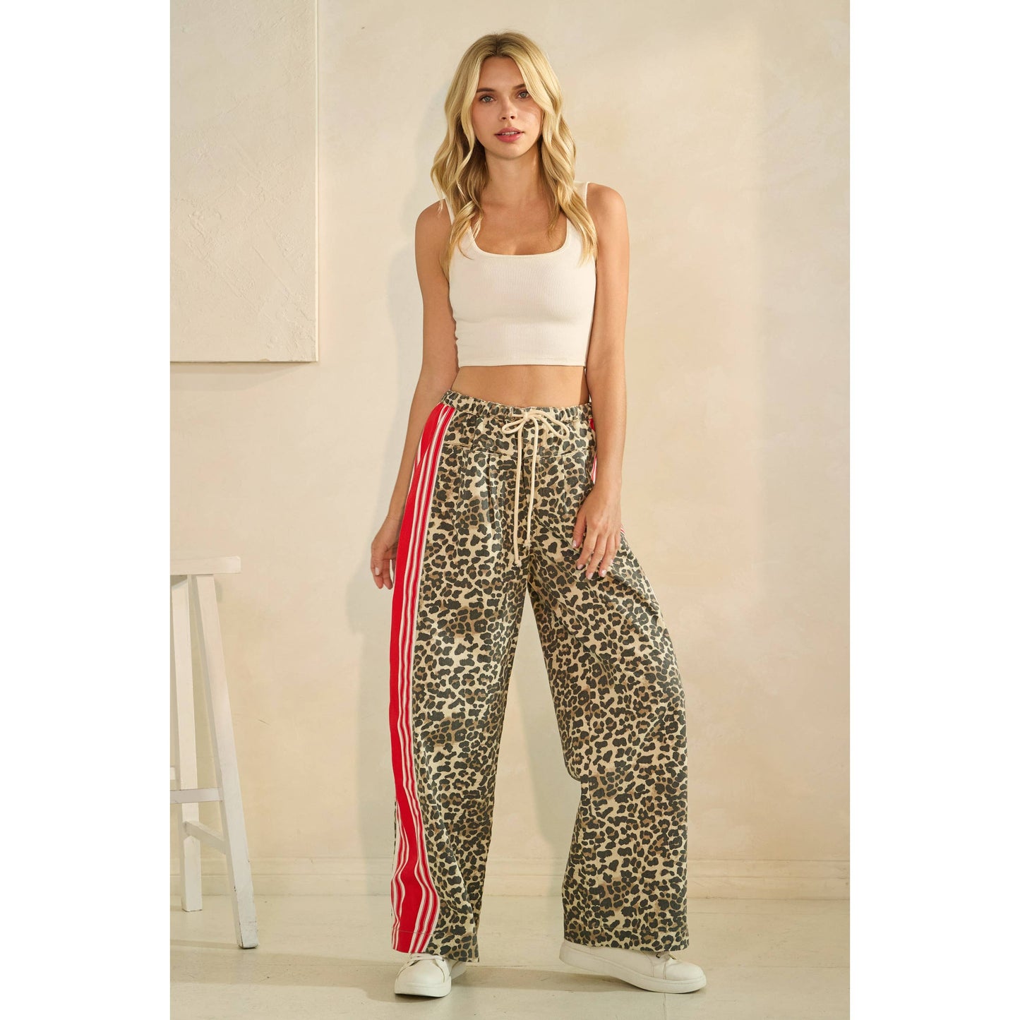 Pants- Leopard Sport Striped Wide Legged