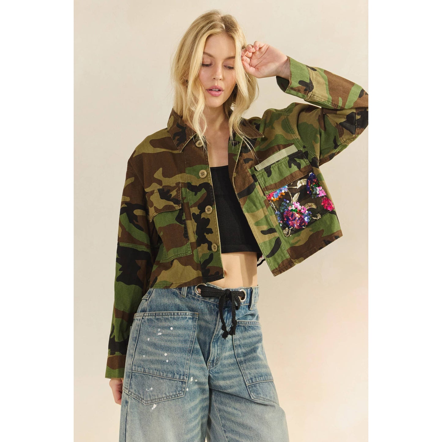 Jacket- Camo/Floral Patch