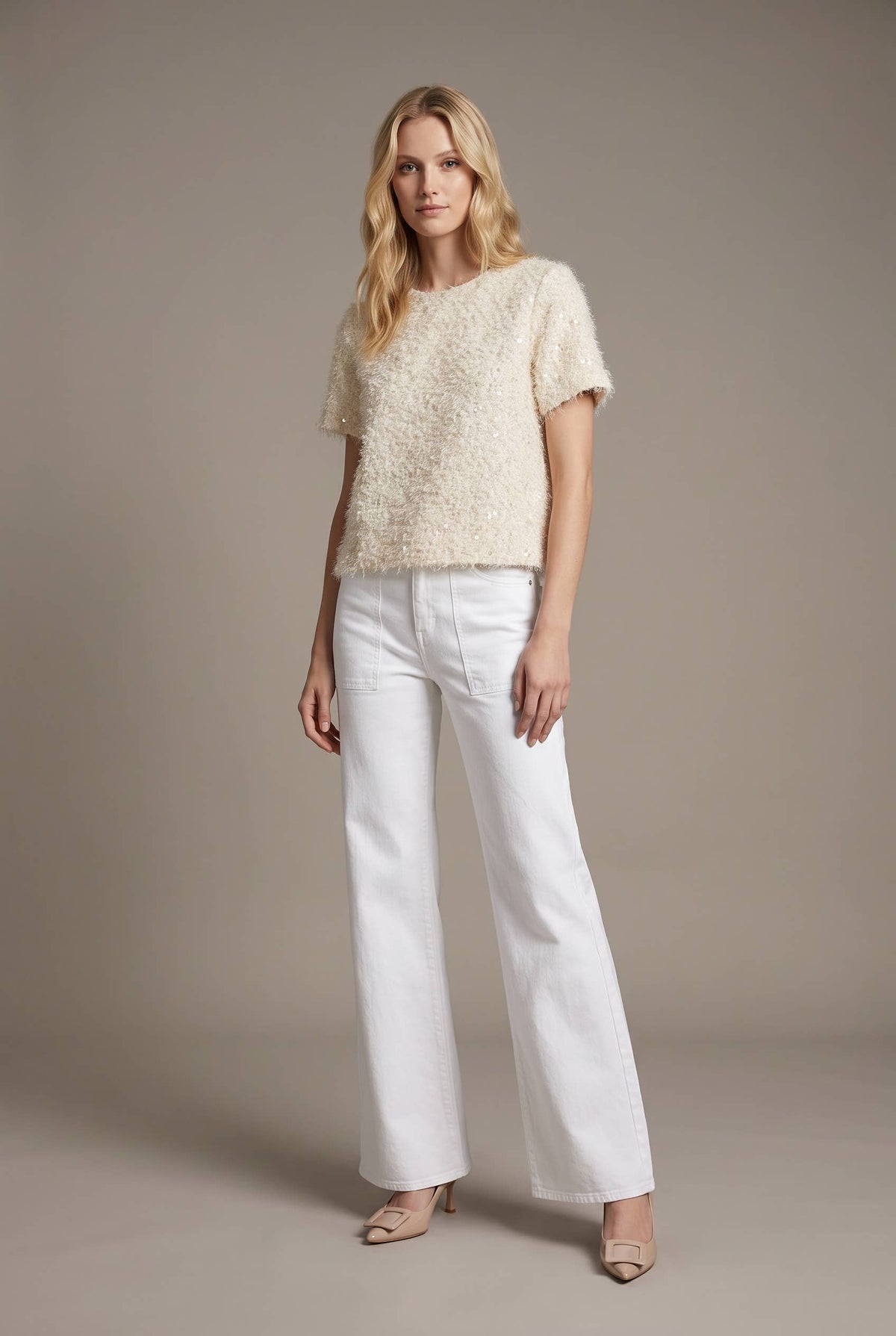 Top - Sequin Textured Short Sleeve
