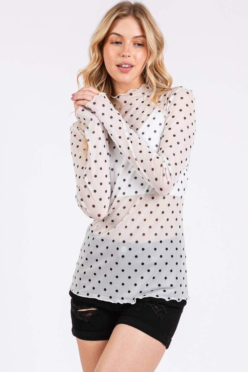 Mesh Top- Polka Dot