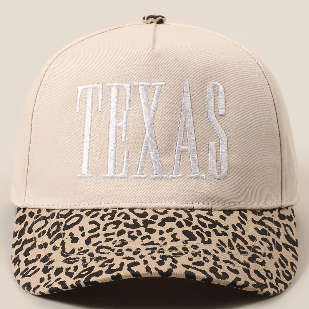 TEXAS Embroidery Leopard Two-Tone Trucker Hat