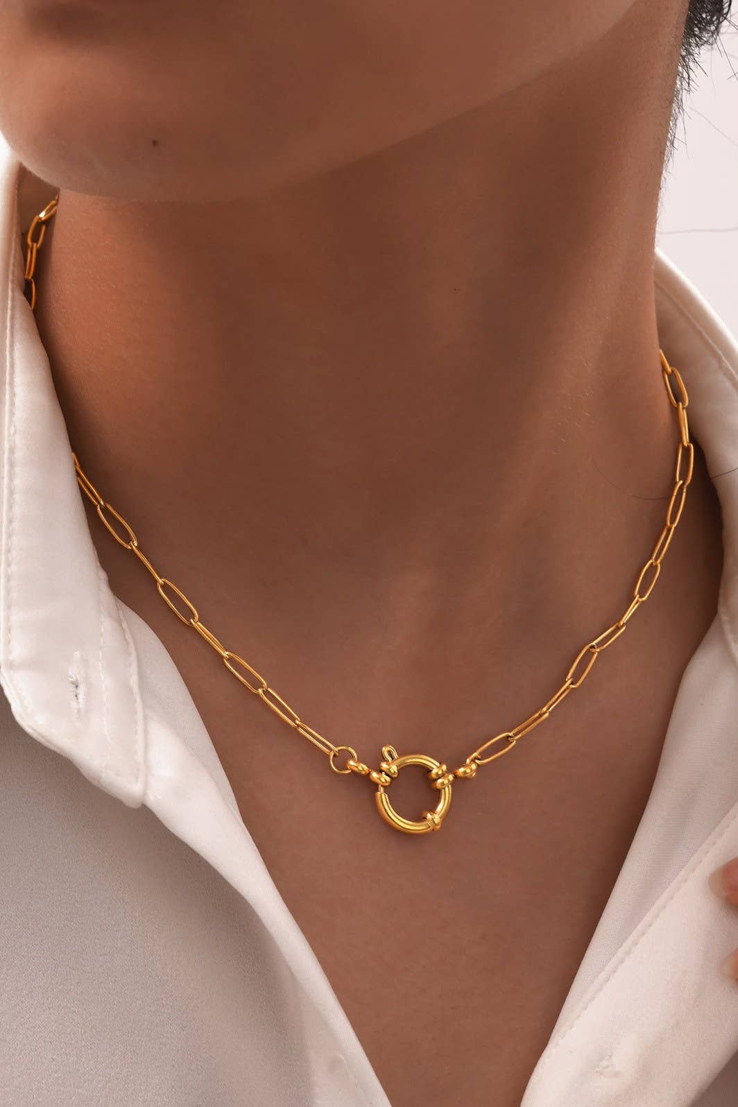Necklace- 18K STAINLESS STEEL TARNISH FREE CIRCLE