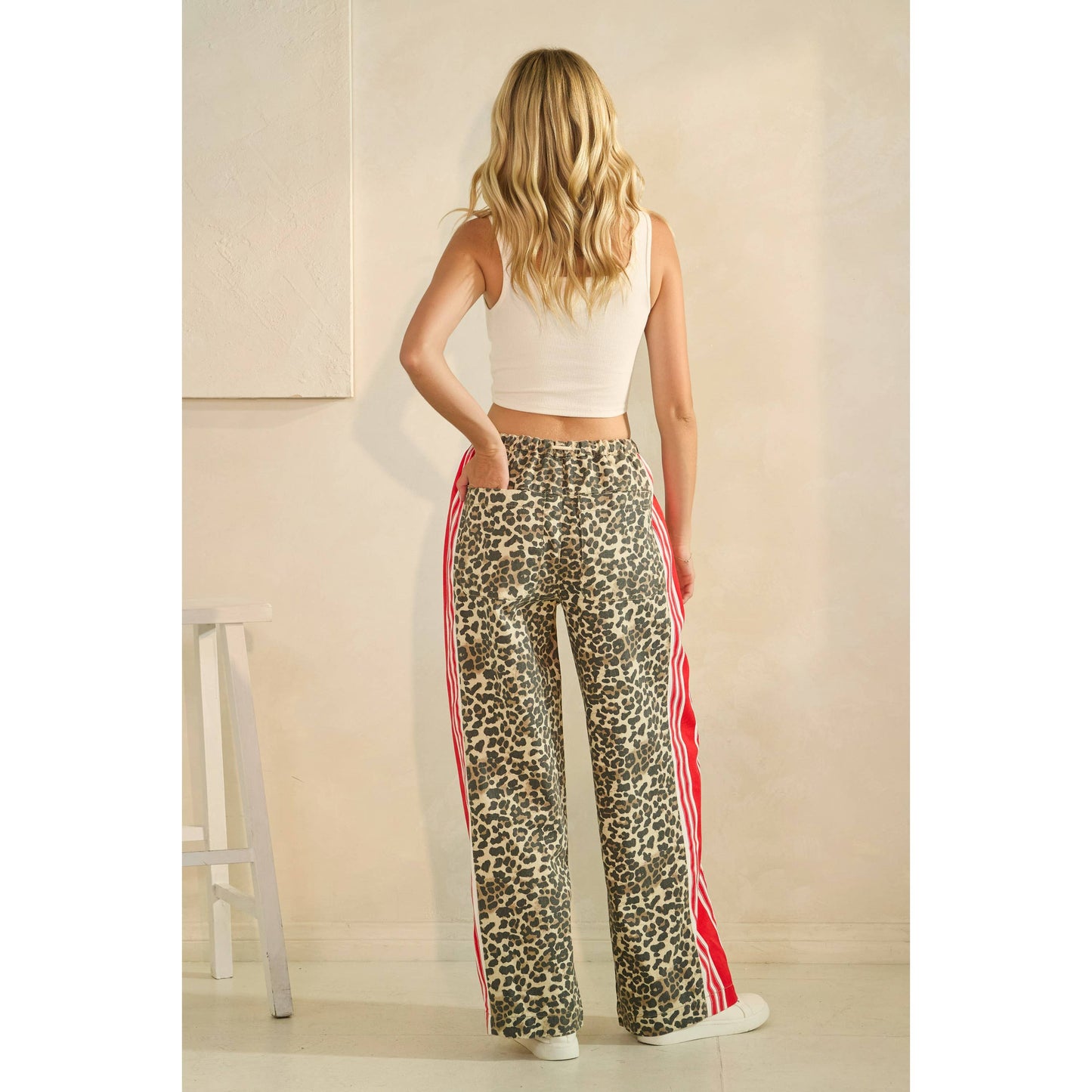 Pants- Leopard Sport Striped Wide Legged