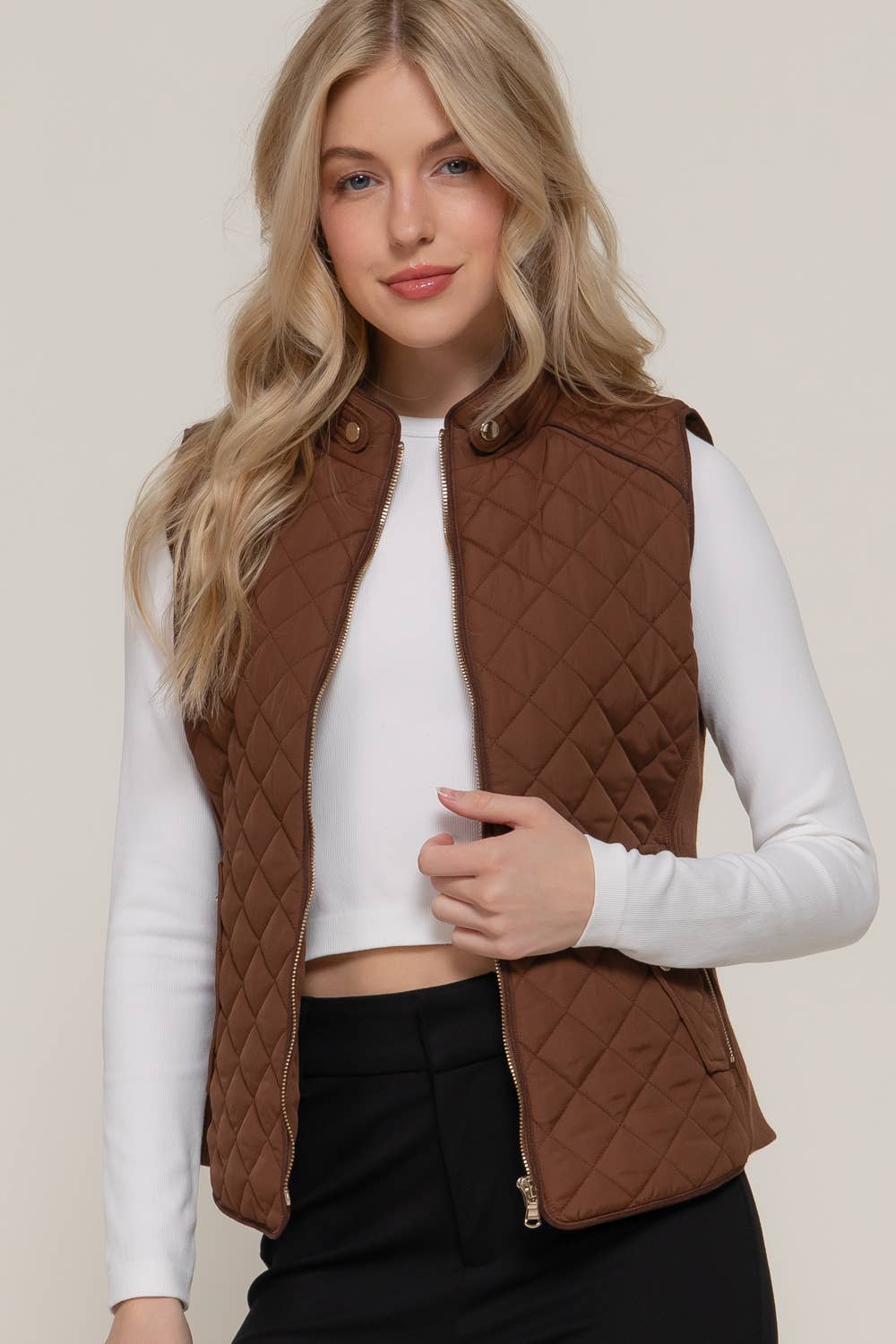 Vest- Quilted Suede Trim
