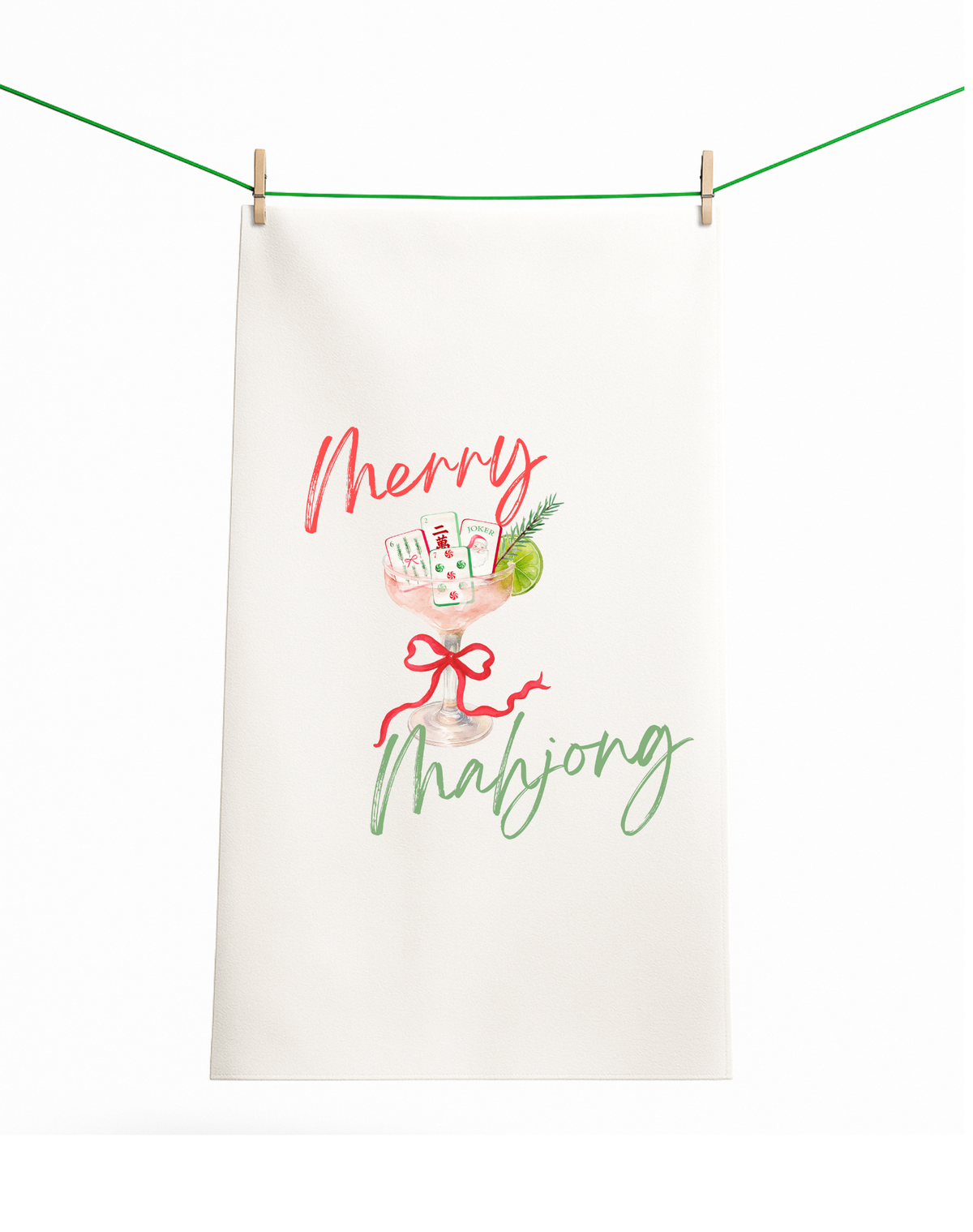 Tea Towel - Mahjong Christmas