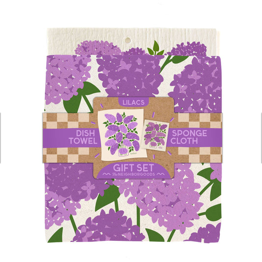 Tea Towel + Sponge Cloth Set - Lilac