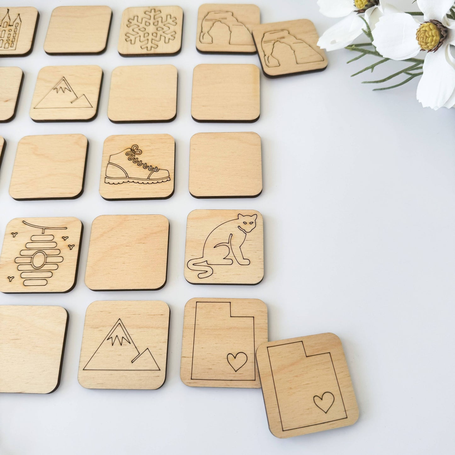 State Memory Matching Game - Wood Memory Game