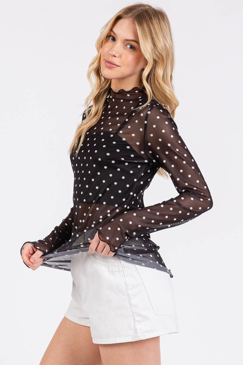 Mesh Top- Polka Dot
